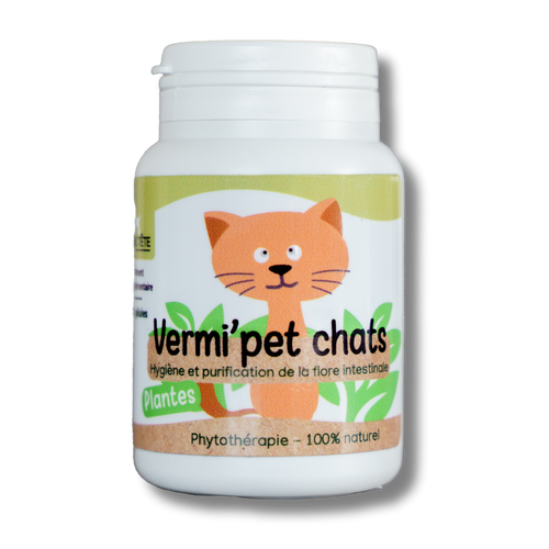 Vermifuge naturel Chats - 60 gelules - Vermi'pet chats